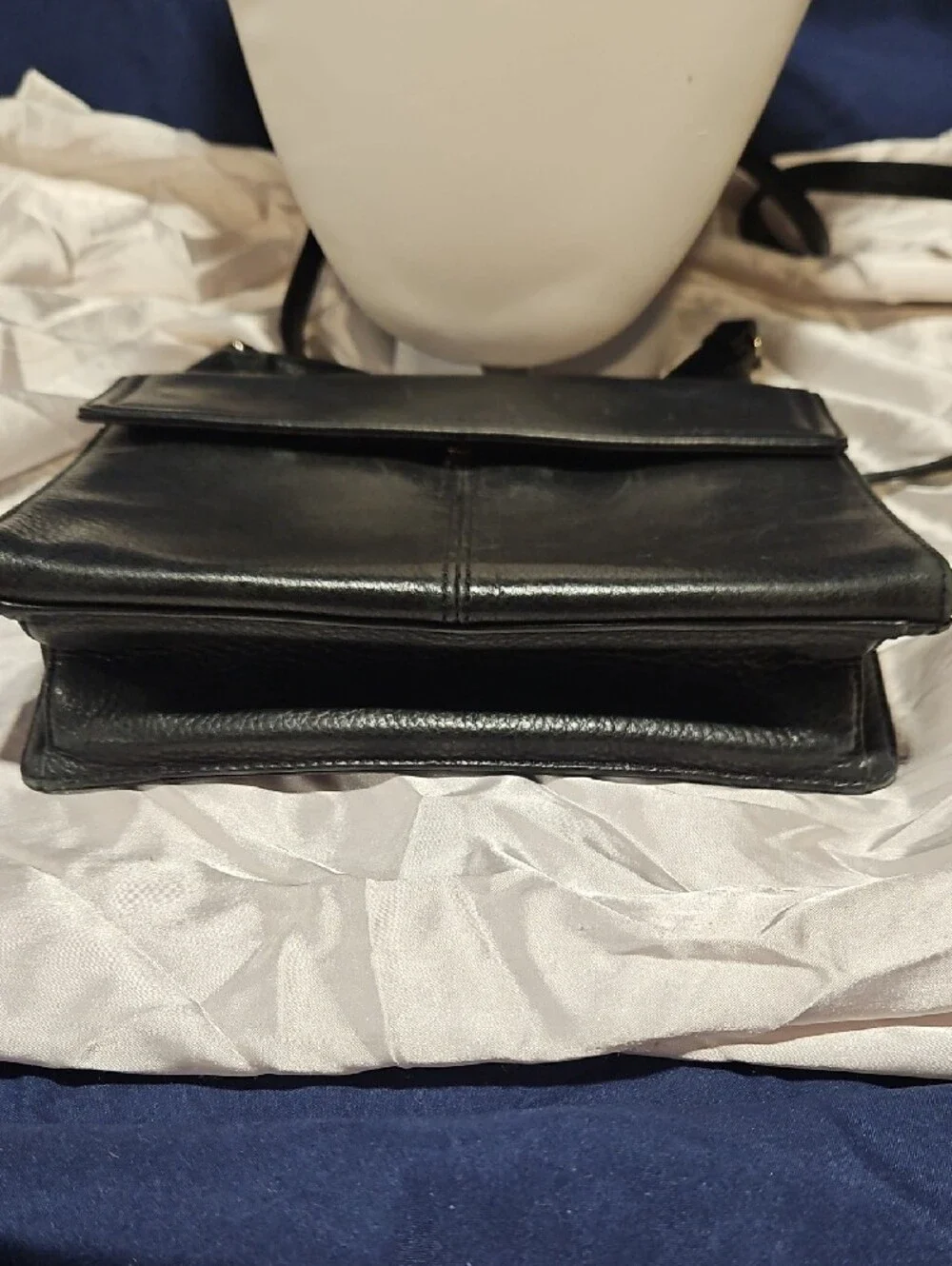 Vintage Fossil Black Pebbled Leather Crossbody Organizer Bag 8